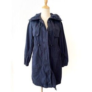 Sashimi Blue Casual Utility  Jacket Zip Front Outdoors Cotton Lined Small
